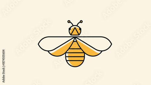 Simple Yellow Bee Illustration with Stripes.