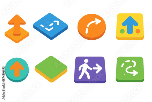 Navigation, direction 3d icon set. Arrows and pathfinding icons collection.
