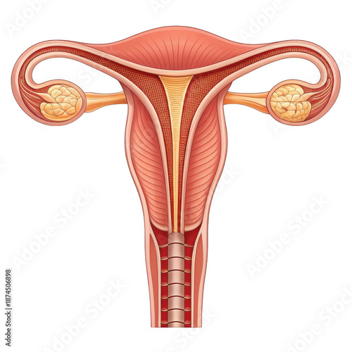 Illustration of the female reproductive system isolated on transparent background