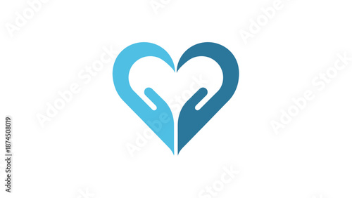 Blue Heart Logo with Hand Shapes.
