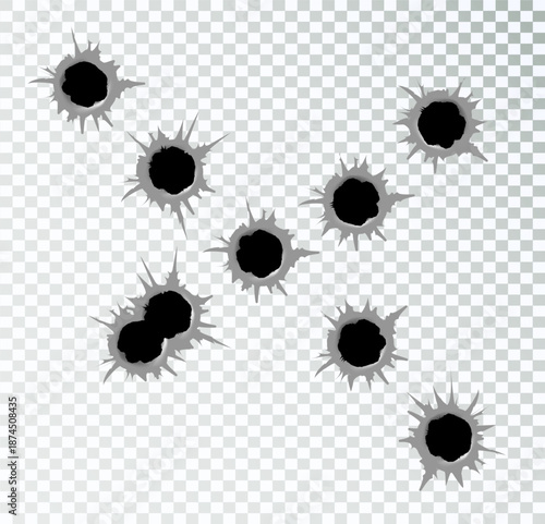 Bullet holes. Easy to place on different color or background. Vector