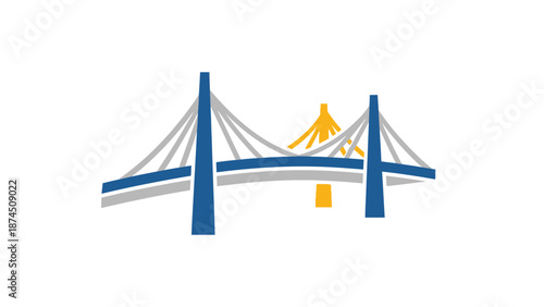 Suspension Bridge Graphic Illustration Design Element.