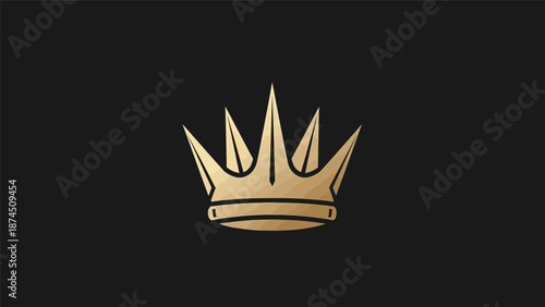 Golden Crown Icon on Black Background.