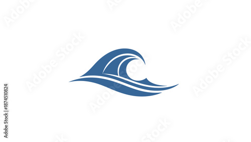 Blue Wave Icon Simple Ocean Symbol.