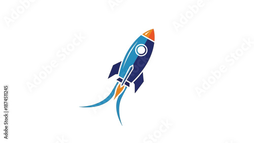 Colorful Cartoon Rocket Ship Illustration.