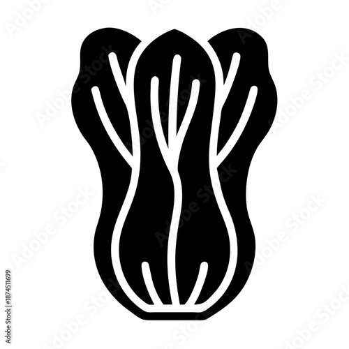 Bok Choy Icon Silhouette Black and White, Healthy Green Vegetable Glyph, Simple Food Ingredient Vector Art