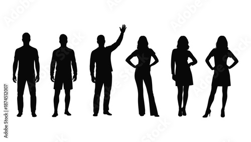 Silhouettes of people isolated on white background, Vector