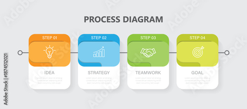Business chart infographic with 4 step or option. Process diagram, Infographic elements vector illustration.