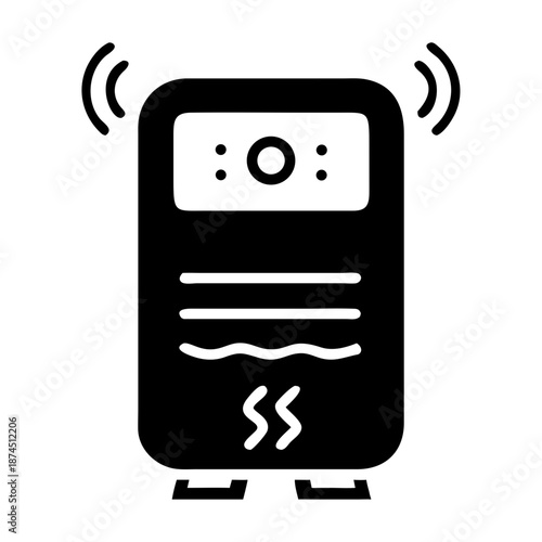 Modern Air Purifier Icon with Wi-Fi Signal Waves and Digital Display - Clean Air Technology