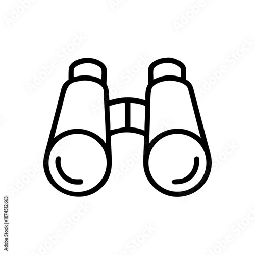 Modern outline binoculars icon symbolizing exploration, discovery, and strategic business vision.