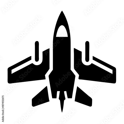Silhouette of a Modern Fighter Jet in a Clean Vector Illustration, Iconic Military Aircraft