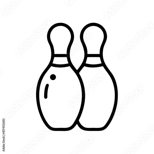 Minimalist outline bowling pins icon, ideal for sports, recreation, and game applications.