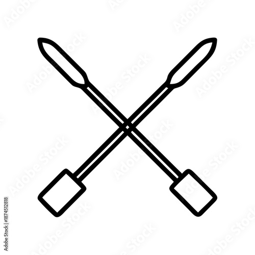 Simple outline crossed oars icon, symbolizing rowing, sport, adventure, and water recreation.