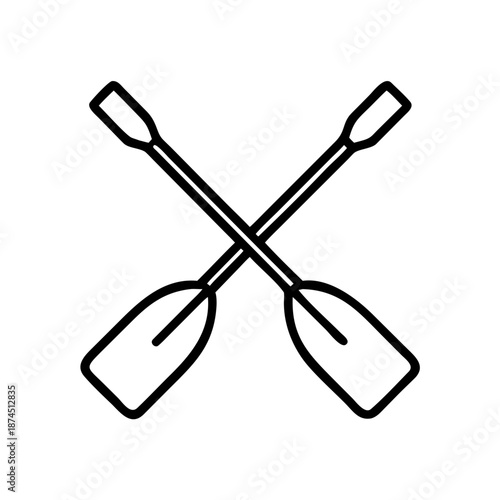 Minimalist crossed paddles vector icon representing water sports and outdoor adventure activities.