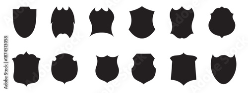 Vector Shield Collection: Minimalist Black Silhouettes on White