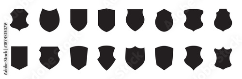 Vector Shield Collection: Minimalist Black Silhouettes on White