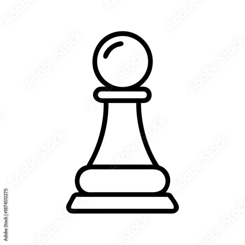 Minimalist outline vector chess pawn icon symbolizing strategy, game, and business concepts.