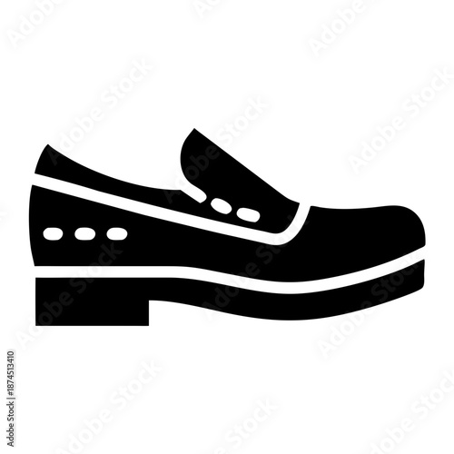 Black Loafer Shoe Icon Silhouette - Classic Formal Footwear for Men