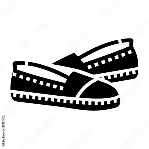 Black Espadrilles Shoes Icon Vector Graphic Simple Flat Design, Summer Casual Footwear Style