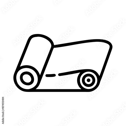 Modern outline icon of rolled fabric material, perfect for textile and manufacturing industry.