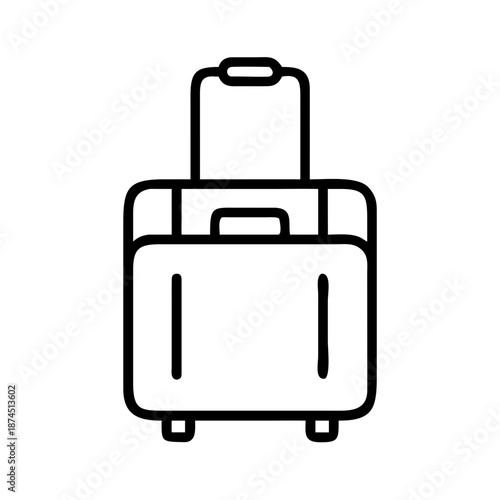 Simple outline travel suitcase icon, essential symbol for vacation and journey applications.