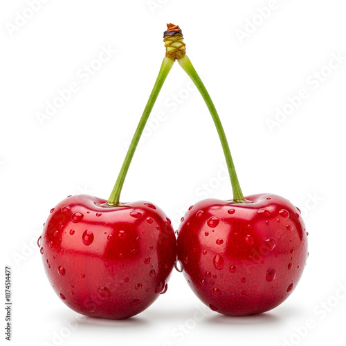Two fresh cherries