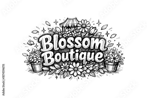 Elegant floral logo design for blossom boutique