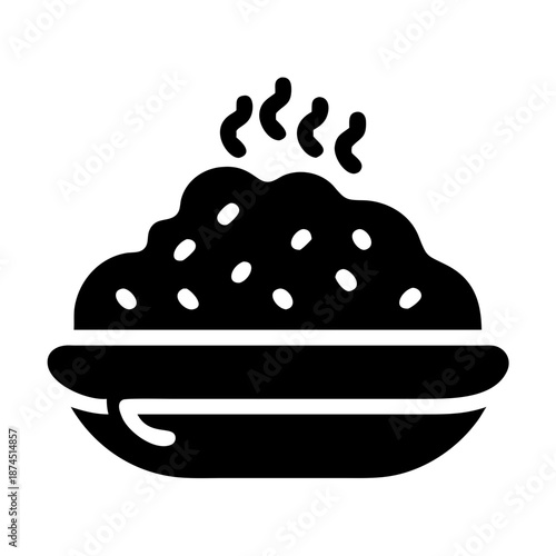 Steaming Mashed Potatoes Icon: Comfort Food and Homestyle Cooking, Vector Graphic