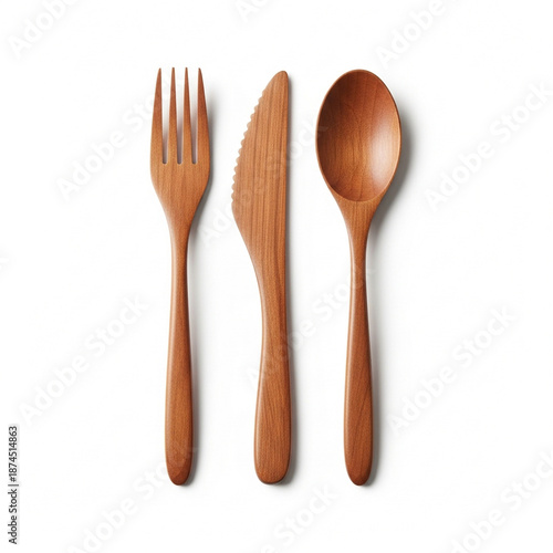 Set of wooden cutlery