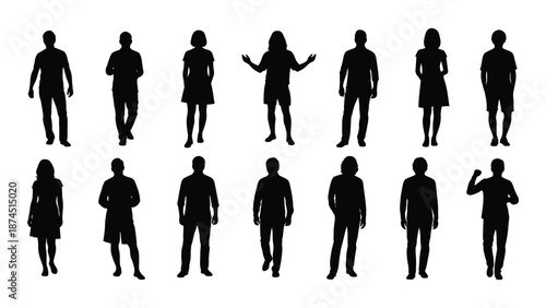 Silhouettes of people isolated on white background, Vector