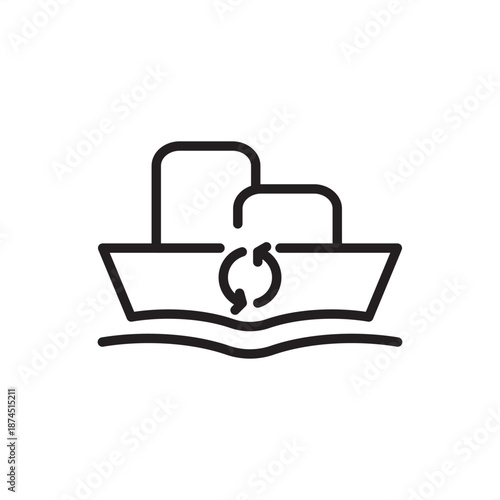 Ship scrapping icon symbolizing vessel recycling, ship breaking, and maritime decommissioning, representing sustainable steel recovery, nautical material renewal, fleet management, or circular economy