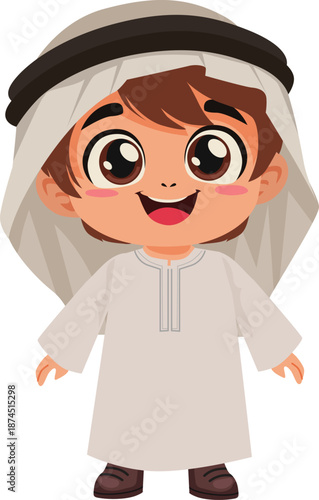 arabian boy smiling wearing thobe