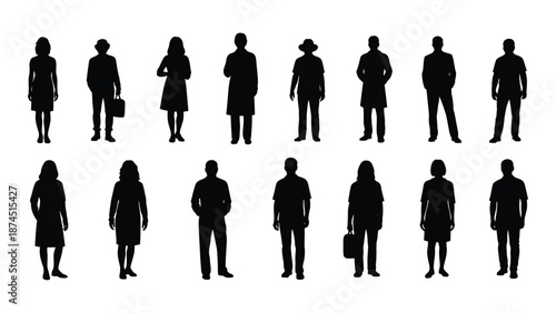 Silhouettes of people isolated on white background, Vector