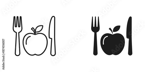 Minimalist Dining Icon with Apple and Utensils