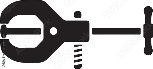 Battery terminal puller icon in silhouette white background..