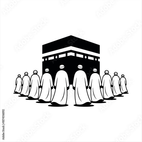 Pilgrims gathered at the kaaba Vector