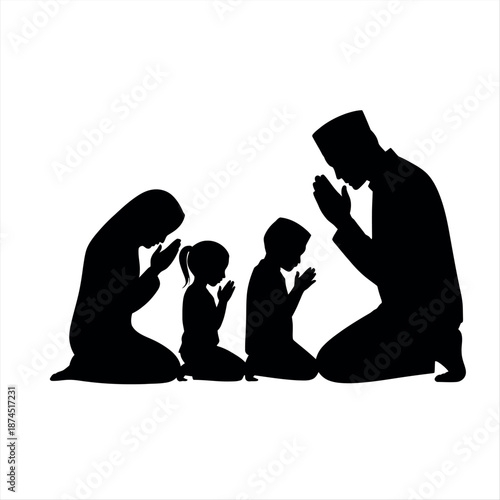 Family praying together Vector