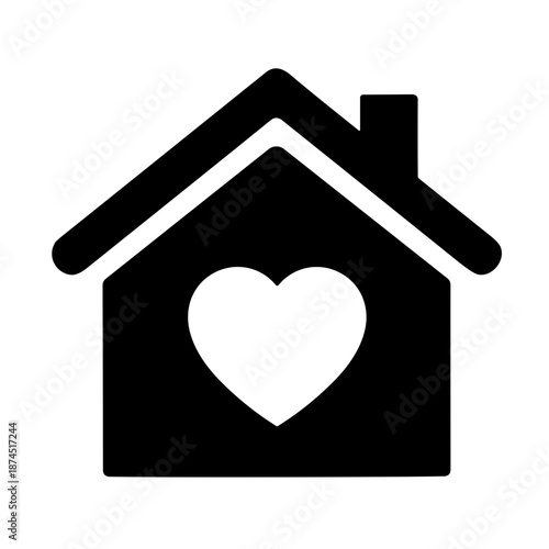 ilusstration silhouette house icon with heart vector