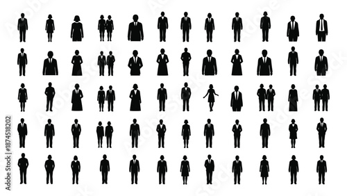 Silhouettes of business people isolated on white background, Vector