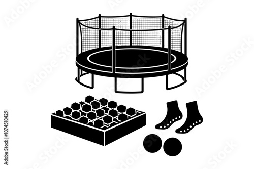 Silhouette trampoline set with honeycomb mat and accessories