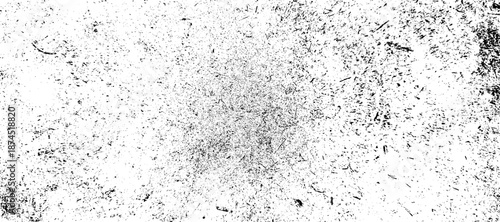 An intense black and white grunge overlay featuring concentrated dark dust and speckled debris. vector
