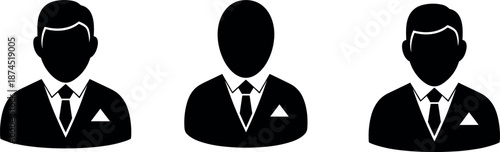 Professional Business Man Avatar Set with Suit and Tie Icons for Corporate Profile Identity Management and Team Human Resources Representative