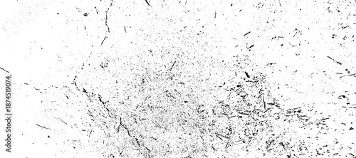 A monochromatic surface exhibits a pronounced grunge texture, characterized by scattered specks and subtle hairline cracks. vector