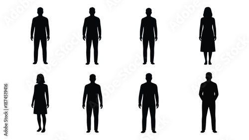 Silhouettes of people isolated on white background, Vector