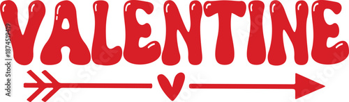 Valentine typography text on plain white transparent isolated background for card, shirt, hoodie, sweatshirt, apparel, tag, mug, icon, poster or badge