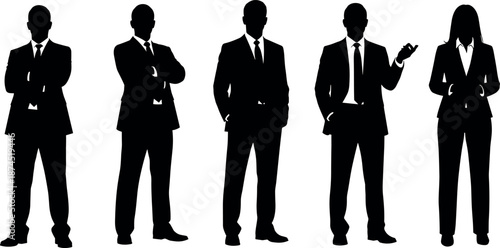 Professional Business Team Silhouettes of Confident Corporate Executives and Leaders Standing in Formal Suits for Success and Career Development Concepts