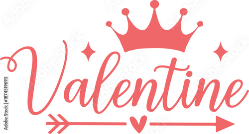 Valentine typography text on plain white transparent isolated background for card, shirt, hoodie, sweatshirt, apparel, tag, mug, icon, poster or badge