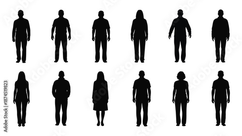 Silhouettes of people isolated on white background, Vector
