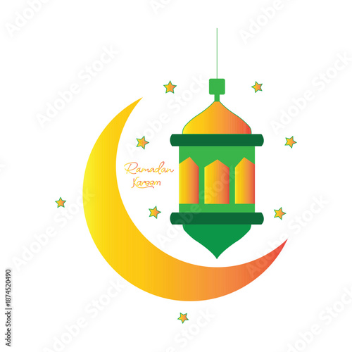 Minimal Ramadan Kareem Calligraphy Vector Illustration Isolated on White