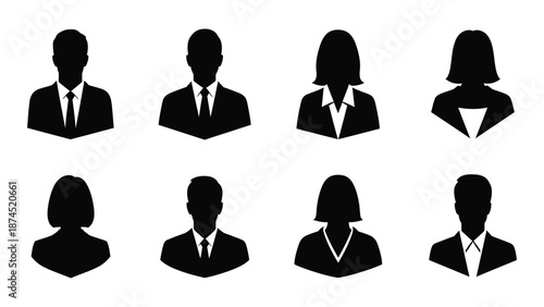 Business silhouettes isolated on white background, Vector